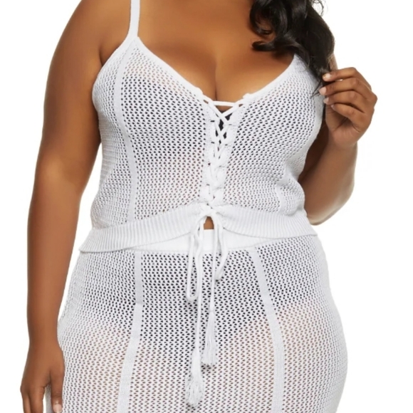 Almost Famous 2XL White Crochet Top and Skirt Set - Picture 7 of 12